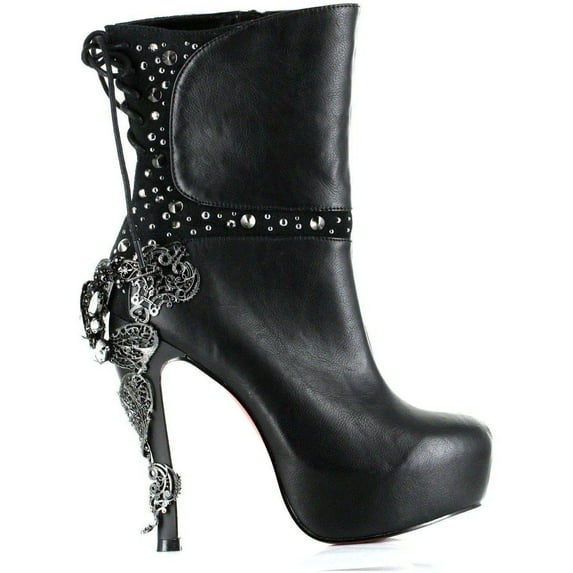 Hades Shoes H-McQueen Ankle boots with assorted mini spike studs laced in back Black / 6