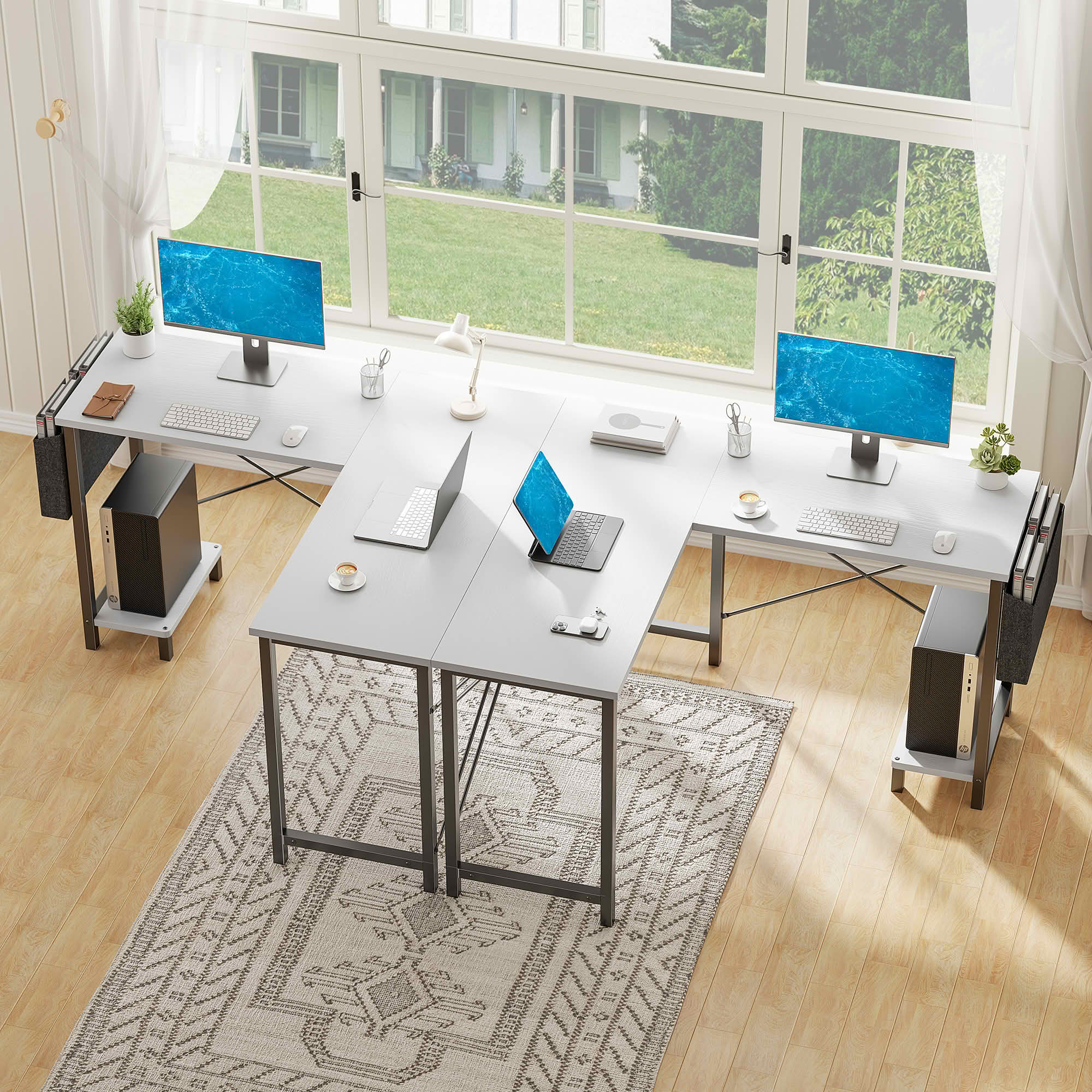 MAYEERTY 49-Inch L Shaped Computer Desk, Corner Gaming Desk with CPU Stand and Side Bag for Home Office Dorm