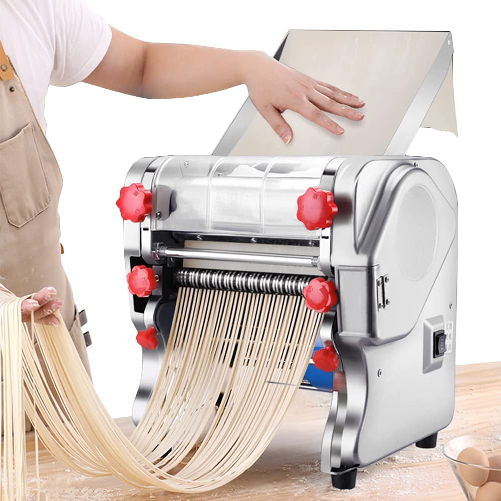 CJC Automatic Electric Pasta Maker, 750W 110V Stainless Steel Commercial Noodle  Maker Pasta Roller Machine, Knife Length 240mm, Noodle Width 3mm/9mm 