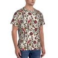 thumbnail image 2 of Bixox Men's Dark Enchanted Flowers And Birds Printed Short Sleeve Skinny Athletic T-Shirt, 2 of 6