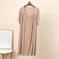 thumbnail image 6 of Edvintorg Womens Nightgown Short Sleeve Sleepshirt Square Neckline Nightshirt Soft Pajamas Dress Casual Sleepwear Womens Clothes Khaki L, 6 of 8