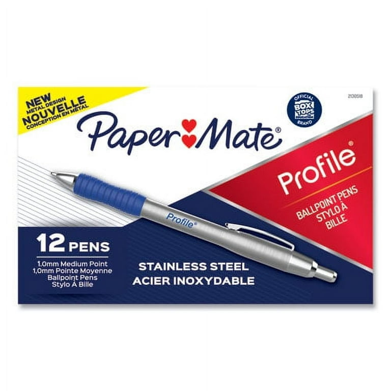 Profile Metal Ballpoint Pen, Retractable, Medium 1 mm, Blue Ink, Silver Barrel, Dozen Profile Metal Ballpoint Pen, Retractable, Medium 1 mm, Blue Ink, Silver Barrel, Dozen