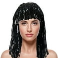 thumbnail image 2 of Colorful PET Fringe Wig BWASD Sparkling Headpiece Explosion Wigs Dress Cheerleaders Sports Accessories for Halloween Christmas Party Black, 2 of 4