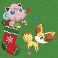 thumbnail image 2 of Men's Pokemon Christmas Jigglypuff and Fennekin Stocking  Graphic T-Shirt, 2 of 3