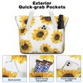 thumbnail image 2 of Tote Bag for Women - White Sunflower Shoulder Bag - Large Utility Work Duffle Bag with Zipper Handbag for Travel, Work, Sprots, 2 of 5