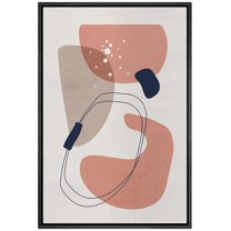 IDEA4WALL Framed Canvas Wall Art Pastel Pink & Gray Watercolor Polygon Abstract Digital Art Nordic Multicolor Boho Print Minimal Contemporary for Living Room, Bedroom, Office - Black 16"x24"