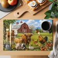 thumbnail image 2 of Farmhouse Red Barn Placemats Set of 4, Pig Farm Washable Wipeable Table Mats for Dining Tables, Indoor Outdoor Kitchen Place Mats for Holiday Party Table Decor, 2 of 9