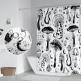 thumbnail image 3 of Mushrooms Bathroom Shower Curtain Psychedelic Retro 70s 60s Hippie Black and White Shower Curtain Washable Durable Fabric Home Decorative Shower Curtain with Hooks, 72x72 Inch, 3 of 6