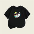 thumbnail image 2 of Gibobby Blusas Holgada Verano Nueva ropa para niños Estilo de Europa y Unidos Camiseta de manga corta para niñas Camiseta con cuello redondo y estampado de huevos de Pascua （Negro， 6-7 Años), 2 of 3