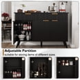 thumbnail image 5 of Kitchen Buffet Cabinet with 3 Doors and 2 Drawers, Fluted Sideboard Storage Cabinet Coffee Bar Console Table for Living Room Entryway, Black, 5 of 8