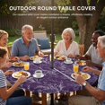 thumbnail image 3 of Round Outdoor Tablecloth with Umbrella Hole and Zipper, Purple Botanical Tablecloth with Elastic Waterproof, Vintage Floral Plants Branch Patio Table Covers for 45" - 54" Picnic Pool Tables, 3 of 9