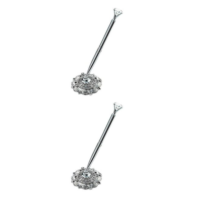 ZLight Ballpoint Pens Metal Wedding Ball Pen Guest Smooth Writing Tool Bank Counter Business Office Accessory Big Jewel/Silver 2Set
