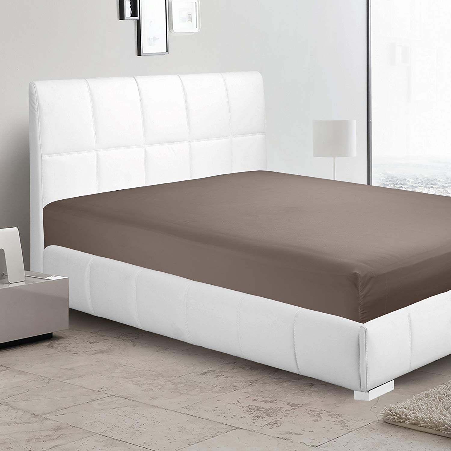 Clara Clark Premier 1800 Collection Single Microfiber Fitted Sheet, King Size, Chocolate Brown