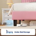 thumbnail image 6 of Greenstell Queen Bed Frame with LED Light & Platform Bed with Upholstered Storage Headboard USB Ports & Charging Station, Pink, 6 of 8