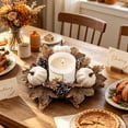 thumbnail image 5 of FeiFu Fall Pumpkin Candle Ring Wreath Artificial Maple Leaf Pine Cone Gourd Autumn Decor Table Centerpiece Harvest Halloween Thanksgiving Home Party Accent Guirnalda de Calabaza, 5 of 6