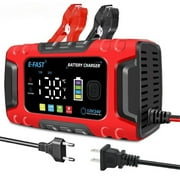10A E-FAST Smart Battery Charger for Lifepo4/Lead Acid 12V/24V, Car/Truck/AGM/Boat Battery Maintainer with Temp Compensation & Desulfator.