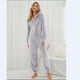 thumbnail image 1 of Moda para mujer Invierno Cálido Manga larga Mono de lana Pijamas Color sólido Cremallera Ropa para dormir en casa Pijamas con capucha de una pieza de felpa causal, 1 of 5