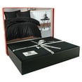 thumbnail image 6 of Deep Black Satin Duvet Cover Set, 100% High Quality Turkish Cotton Queen Size Set, 1 Duvet Cover, 1 Fitted Sheet and 2 Pillowcases, Hypoallergenic, Breathable, Satin Bedding Set, Machine Washable, 6 of 6
