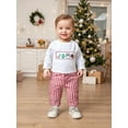 thumbnail image 4 of Miaouyo Toddler Baby Boys Girls Christmas Fall Outfits 6 12 18 24 Months 2T 3T 4T Long Sleeve Embroidery Tops and Plaid Pants Set, 4 of 9