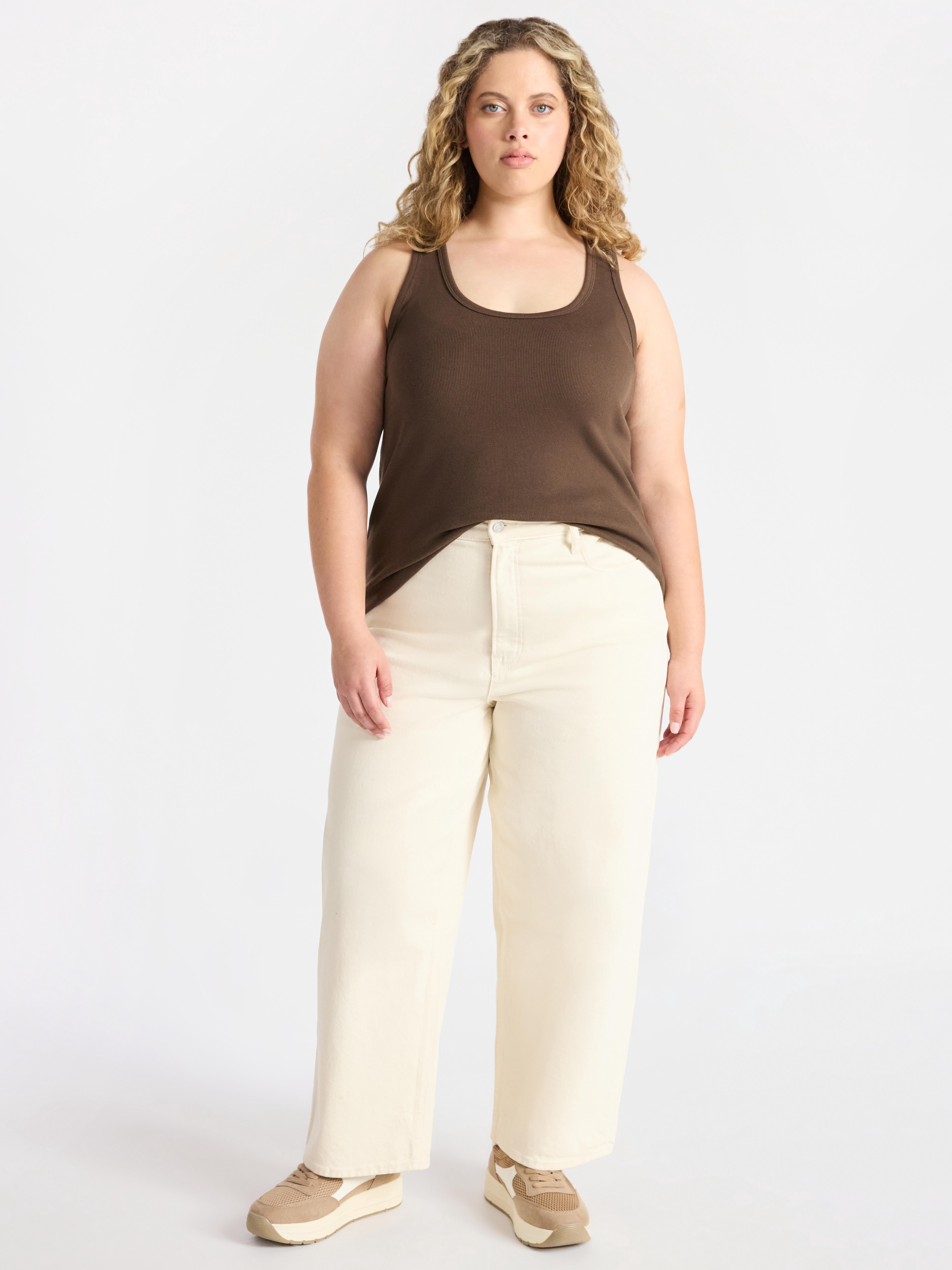 Terra & Sky Women’s Plus Ribbed Tank Top, Sizes 0X-5X