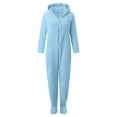 thumbnail image 4 of FYDUU Girls Zip Up Jumpsuits Kids Footed Onesie Footie Pajamas Winter Warm Hooded Jumpsuit One-Piece Outfit Comfort Sleepwear Homewear Soft Warm Rompers 11-12 Years, 4 of 4