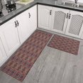 thumbnail image 3 of Bohemian Brown Geometry Rugs and Mats Non Skid Washable Absorbent Microfiber Soft Kitchen Mat for Floor Set Of 2 Decor Stain Resistant 17"x47"+17"x30", 3 of 7