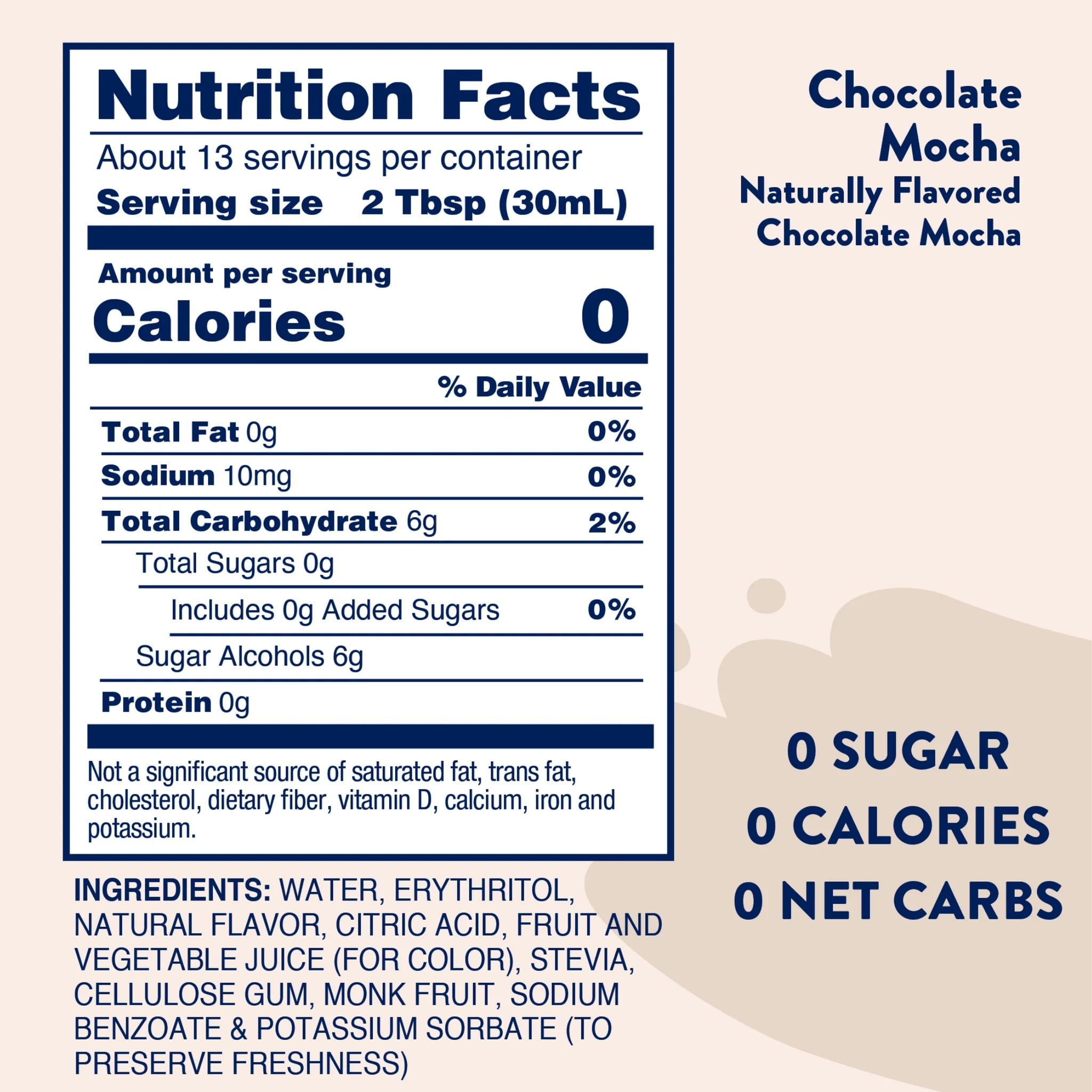(6 pack) Jordan's Skinny Mixes Naturally Sweetened Chocolate Mocha Syrup, 375 mL