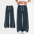 thumbnail image 2 of GiLiling Girls Parachute Pants, Y2K Wide Leg Cargo Sweatpants, Drawstring Waist Joggers with Pockets (Navy, 12-13 Years), 2 of 8