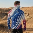 thumbnail image 4 of GrmtClth Fishing Shirts for Men Independence Day American Flag Pattern Hiking Long Sleeve Trendy Hoodies with Face Mask Upf 50+ Sun Protection Tops Royal Blue L, 4 of 9