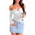 thumbnail image 2 of Tops de Larga con Hombros Descubiertos para Mujer, Ideales para Salir, Clubs de Moda de Otoño Y2K, Conciertos de Crema XS, 2 of 9