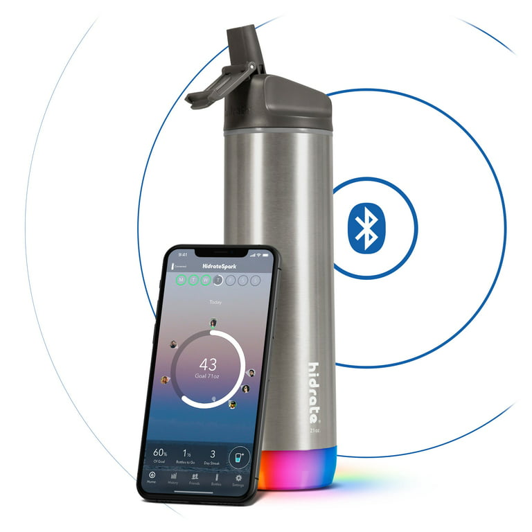 HidrateSpark PRO 20oz Insulated Stainless Steel Bluetooth Smart Tumbler &  Free Hydration Tracker App - Sea Glass + 3 Bonus Straws 
