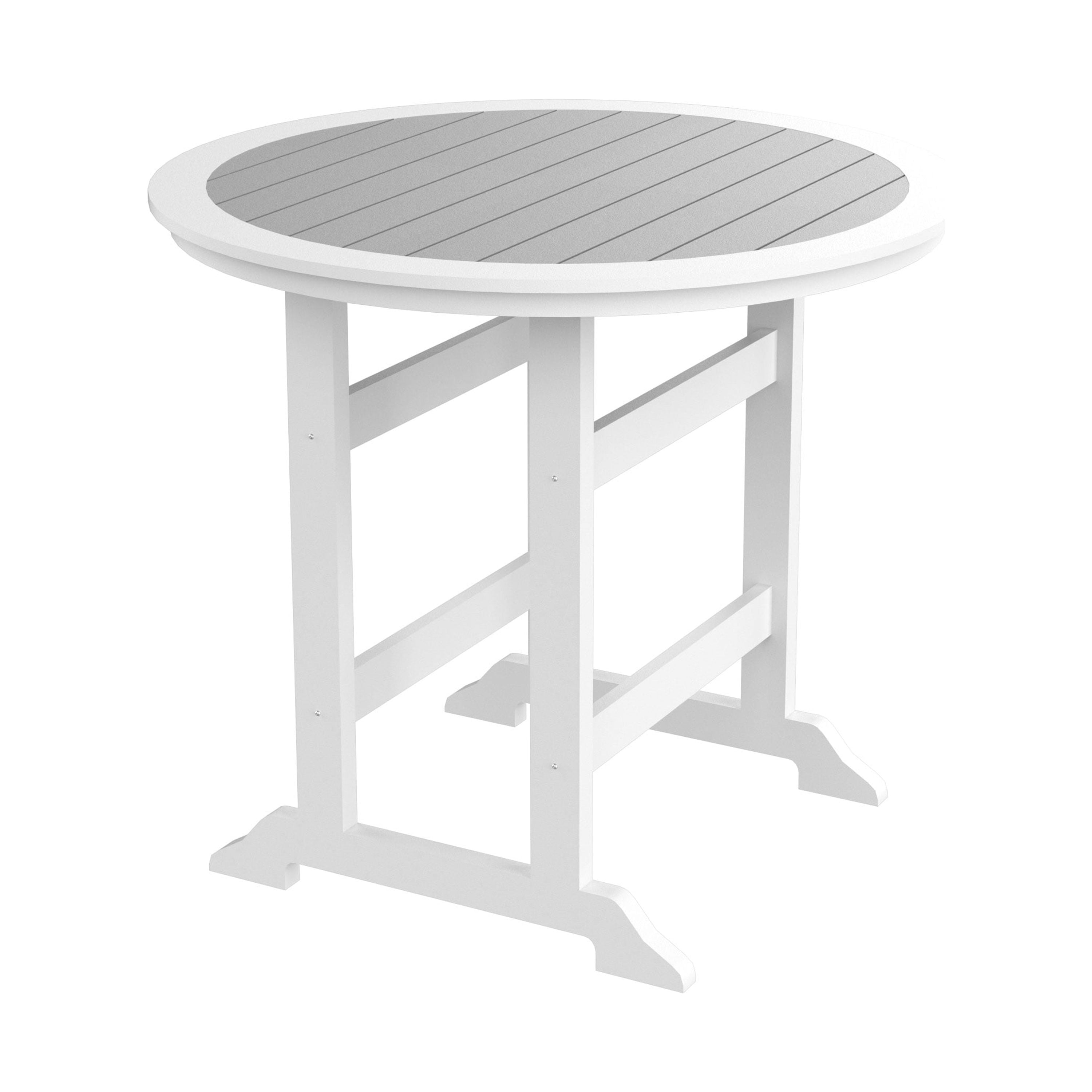 Patio Counter Height Bar Dining Table for Outdoor Balcony Garden Pool, White and Gray