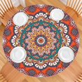 thumbnail image 2 of 44in Round Tablecloth with Elastic Edge, Waterproof Fitted Table Cover for 36-44" Tables, Floral Theme Polyester Reusable Table Cloths Wipe Clean for Picnic, Dining, Outdoor Use and Party Decor, 2 of 7