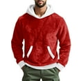 thumbnail image 2 of Iaqnaocc Christmas Hoodies for Men Fashion Holiday Fuzzy Fleece Flannel Hooded Sweatshirt Xmas Soft Comfy Faux Fur Long Sleeve Pullover Top Red S, 2 of 4