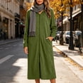 thumbnail image 5 of fheaev Hooded Zip-Up Long Robe for Women with Pockets Casual Loose-Fitting Long-Sleeved Dress Occasion Fall Outfits Green,XXL, 5 of 9