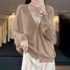 thumbnail image 5 of Top para mujer,Blusa de punto con botones de color liso para mujer, camisa acrílica de manga larga, blusa informal de moda para uso doméstico y diario, sopatenor, 5 of 8