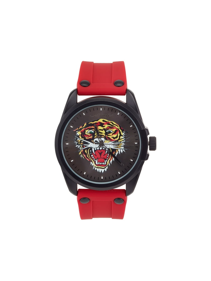 Ed Hardy Men's Matte Yellow Silicone Strap Watch 46mm - Walmart.com
