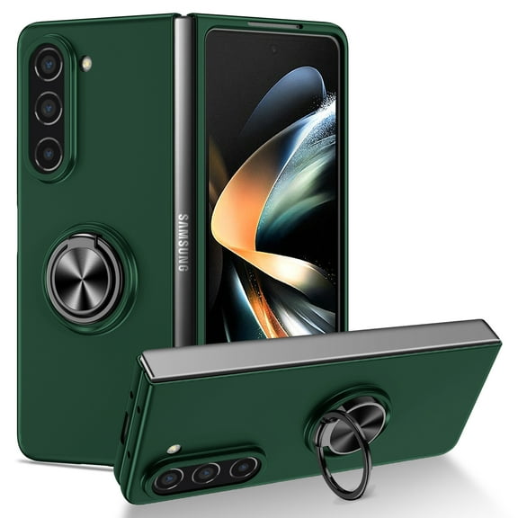 SaniMore for Samsung Galaxy Z Fold 5 7.6" 2023 Case with Magnetic Car Mount 360°Rotating Kickstand Anti-scratch Anti-shock Drop Resistant Slim Folding Military-grade Protective Cover, Darkgreen