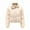 Beige, variant on Jinhomg Cropped Puffer Coat for Women Casual Solid Double Closure Down Jacket Lightweight Comfy Long Sleeve Fall Winter Outwear Summer Saving Beige L