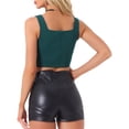 thumbnail image 3 of INSPIRAR CHIC Top de Mujer Cuello Cuadrado Dobladillo Asimétrico Con Cremallera Corsé Verde, 3 of 5