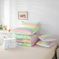 thumbnail image 6 of Castle Fairy Mermaid Tail 7 Pieces Bedding Comforter Set,Gradient Rainbow Full Bedding Set Lightweight,Stars Glitter Fitted Sheet Flat Sheet,Breathable Dreamy Princess Home Decor,Reversible, 6 of 8