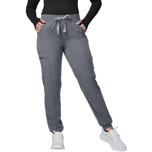 Kitmaz Pantalon D\'uniforme Médical pour Femmes - Taille Mi-Haute Extensible 4 Directions Anti-Rides Ajusté, Cordon de Serrage et 5 Poches