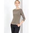 thumbnail image 4 of Blusa Estampado De Pata De Gallo Manga 3/4 Cuello Del Barco Oficina Trabajo Para Mujer Marrón XS, 4 of 6