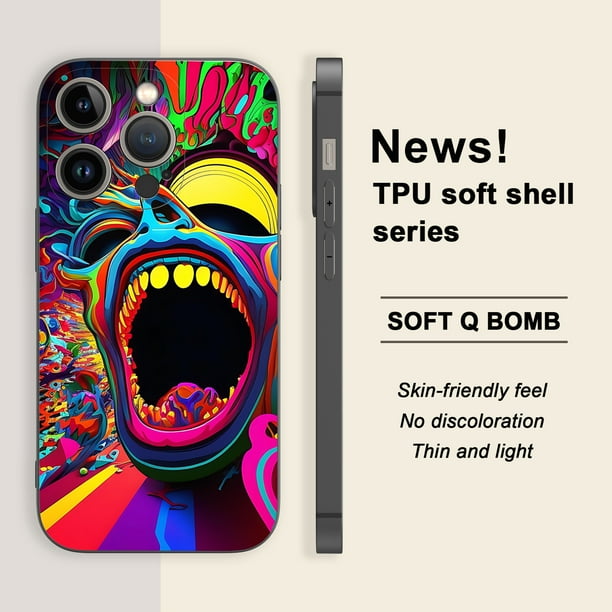 Exprese su estilo: viste tu iPhone 15 Pro Max, 14, 13, 12 Pro y 11 con una colorida funda mate de dibujos animados para teléfono.