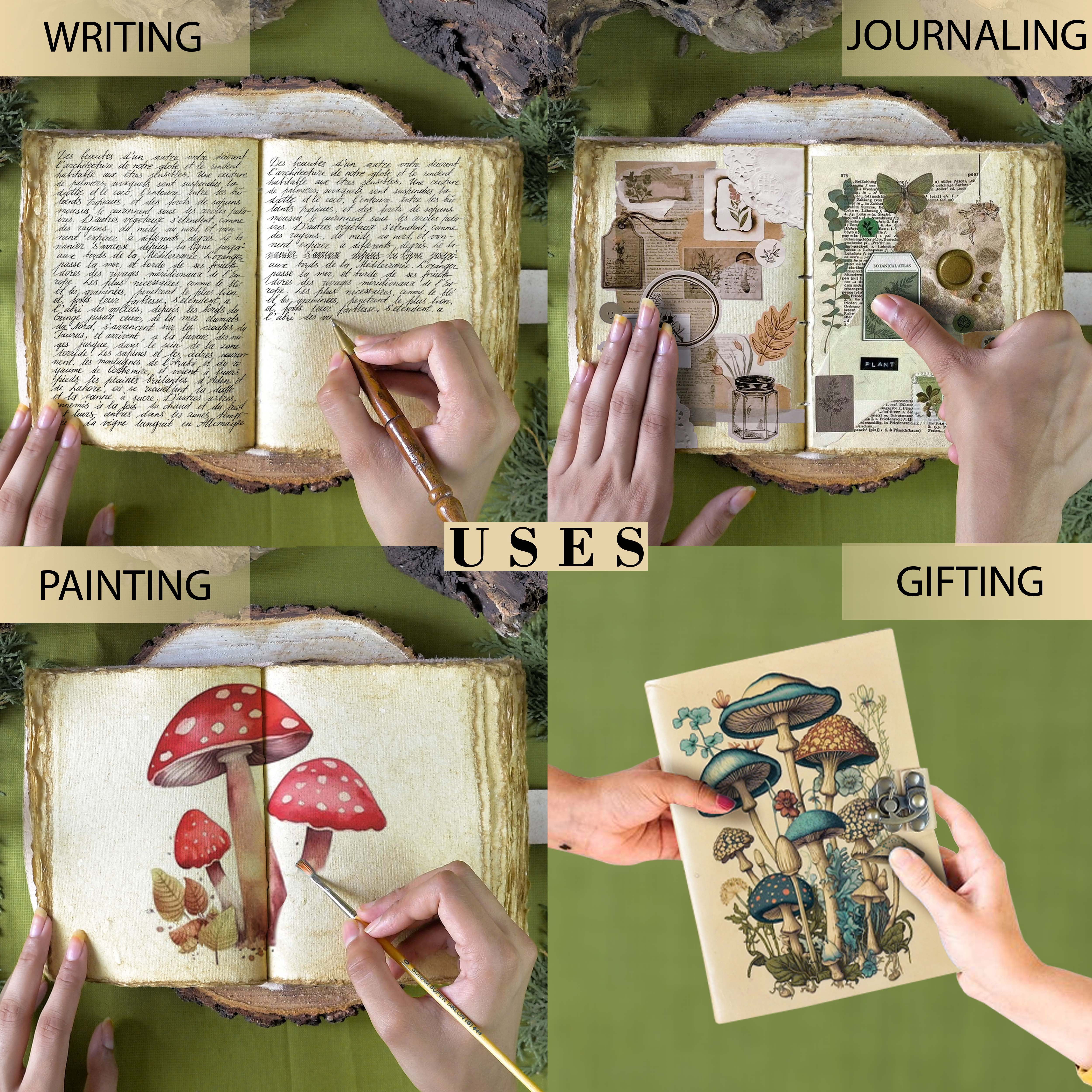 Vintage Mushroom Journal-Aesthetic Botanical Themed Notebook-Beautiful Retro Book of Shadows Journal Sketchbook-Cute Mushroom Gifts Women Grimoire (8x6 inch)