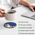 thumbnail image 3 of Navy Blue Snowman Christmas Coasters Set of 6, Absorbent Coasters for Drinks, Gifts Xmas Tree Winter Snowflake Coaster for Desk Coffee Table Protection, Home Decor House Warming Gifts 4", 3 of 8