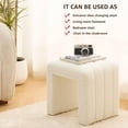 thumbnail image 5 of Tcbosik Modern Teddy Velvet Ottoman, Vanity Stool Chair, Upholstered Footrest for Home Decor, Makeup Room, Living Room, White, 5 of 7