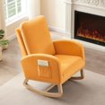 thumbnail image 2 of Rocking Chair Nursery with Side Pocket, Upholstered Glider Chair with High Back and Wood Legs, Accent Armchair for Living Room Bedroom, Orange, 2 of 8