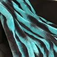 thumbnail image 2 of Plutus Teal Black Wild Ocean Faux Fur Luxury Throw Blanket, 2 of 3