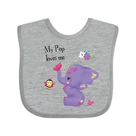 

Inktastic Pop Loves Me Purple Elephant Cute Gift Baby Boy or Baby Girl Bib